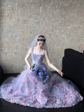Princess Ball Gown Square Neck Lilac Lace Floral Long Prom Dress Fashion Aesthetic For Teens Formal Dresses Party Outfits Prom Gown HZ0311