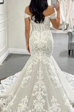 Modest Mermaid Off The Shoulder White Fitted Corset Long Wedding Dress Bride Gowns Wedding Dresses HZ0311