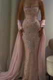 Charming Strapless Sleeveless Long Mermaid Prom Dress With Beading HZ0311