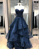 Classy Ball Gown Navy Blue Tulle Long Inspo For Women Girls Formal Party Gowns Long Formal Prom Dresses HZ0311