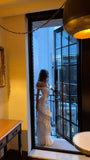 Sexy Mermaid Off The Shoulder White With Short Sleeves Long Prom Dresses Party Dress Sweet 16 Birthday Outfits Graduation Dress HZ0311