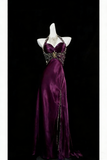 Luxury Mermaid Navy Blue Beaded Slit Evening Dress Formal Prom Dress For Party Gown HZ0311