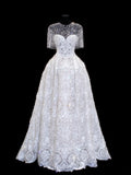 Wedding Gowns Dresses Elegant Modest for Bride Ball Gowns Sweetheart With Sleeves Cape White Petite/Plus Size Bridal Gown For Women HZ0311