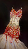 Vintage Mermaid Spaghetti Strap Knee Length Hoco Gowns Short 16th Birthday Dress Homecoming Dresses Cocktail Gown HZ0311