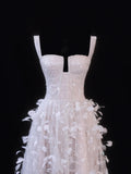 Wedding Gowns Dresses Elegant A Line Square Neck White With Beadings Short Petite/Plus Size Bridal Gowns For Women HZ0311