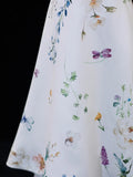 Classy High Low Square Neck Formal Floral Satin White Style Impress Long Prom Dresses Party Gowns HZ0311