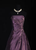 Vintage Ball Gowns Prom Dress Aesthetic Strapless Dusty Purple 1950s Long Prom Dresses Party Semi Formal Gowns HZ0311