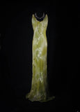 Classy Prom Dresses 1950s Mermaid V Neckline Green Chiffon With Floral Long Parties Gowns Evening Dress HZ0311