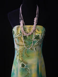 Retro 80s Mermaid Strapless Floral Green Chiffon With Beadings Long Prom Dresses Inspo 22th Birthday Outfit Formal Dress HZ0311
