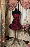 Sexy Sheath Strapless Burgundy Satin Short 16th Birthday Dress Homecoming Dresses Cocktail Gown HZ0311
