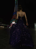 Sparkling Mermaid Spaghetti Strap Purple Sequined Prom Dress Long 18th Birthday Party Gown Formal Evening Dresses HZ0311
