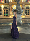 Sparkling Mermaid Spaghetti Strap Purple Sequined Prom Dress Long 18th Birthday Party Gown Formal Evening Dresses HZ0311