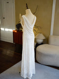 Vintage 1950s A Line Cowl Neck White Floral Lace Prom Dresses Inspiration Long Party Evening Dress 18th Birthday Outfits HZ0311