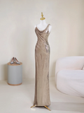 Sparkle Mermaid Asymmetrical Straps Champagne Sequin Long Prom Dresses Impress 19th Birthday Outfits Prom Gown HZ0311