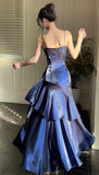 Shiny Royal Blue Spaghetti Straps Dance Party Dress Girls Graduation Prom Dresses HZ0311