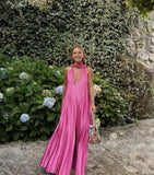 Sexy A Line Strapless Hot Pink Satin Evening For Women Party Dresses Long Formal Prom Dress 18th Birthday Gown HZ0311