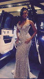 Chic Mermaid Strapless Champagne Tulle Sequins Beads Tops Prom Dress Inspo Women Long Formal Dance Evening Party Gowns HZ0311